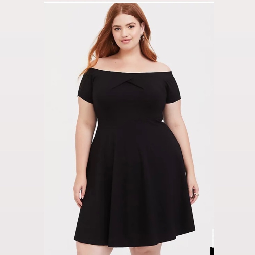 Torrid Black premium Ponte off the shoulder skater dress!!
